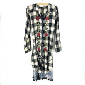 Aratta Silent Journey Flannel Embroidered Tunic/Dress Sz Large